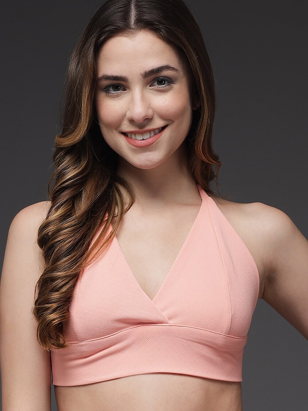 

TANDUL Halter Neck Bralette Crop Top, Pink