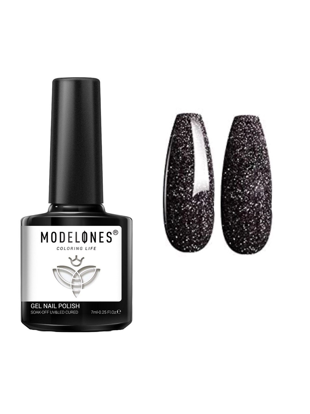 

Modelones Coloring Life Soak Off UV & LED Cured Gel Nail Polish - 7 ml - MD 1021, Black