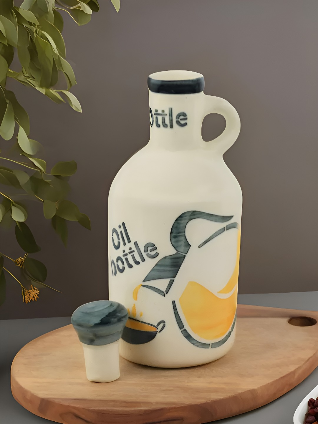 

Kaolinite Green & Mustard Printed Handmade Ceramic Oil Dispenser 1L
