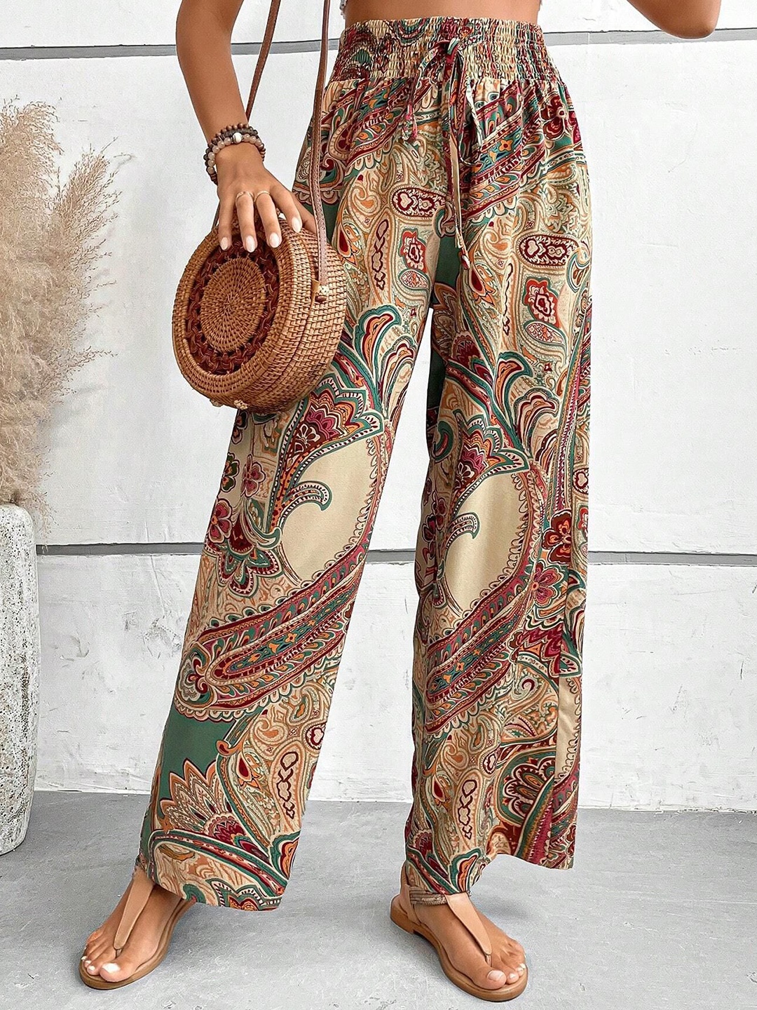 

StyleCast Women Ethnic Motifs Printed Straight Palazzos, Peach