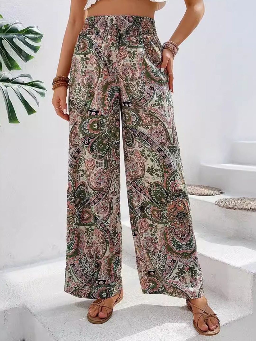 

StyleCast Women Ethnic Motifs Printed Straight Palazzos, Grey