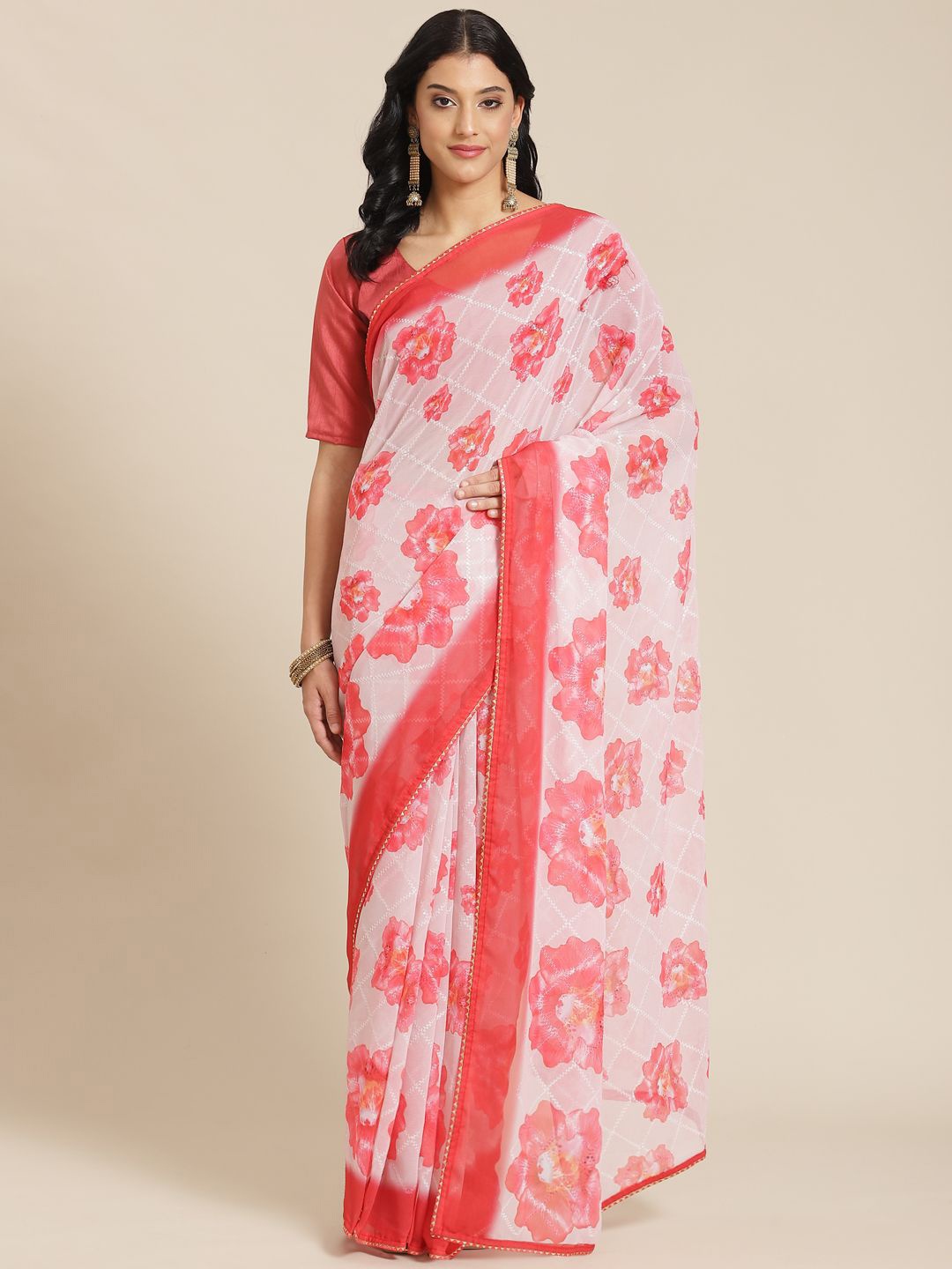 

Ishin Floral printed Saree, Pink