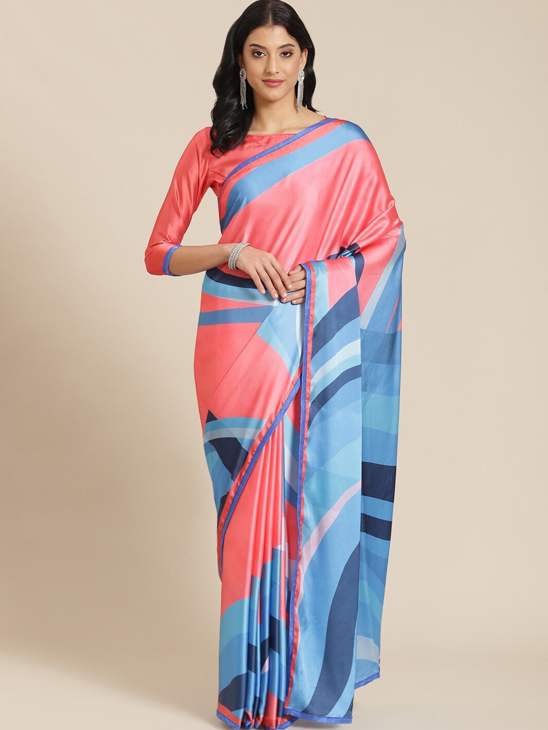 

Ishin Abstract Printed Saree, Blue