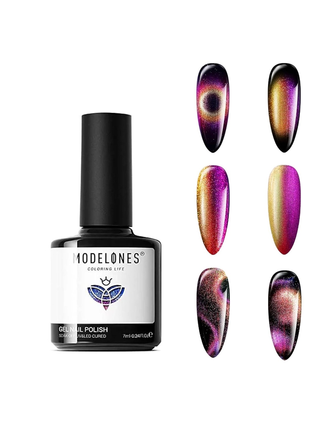 

Modelones Coloring Life Soak Off UV & LED Cured Gel Nail Polish 7ml - MD 1241, Black
