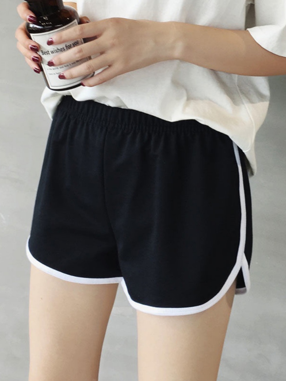 

BAESD Women Mid-Rise Rapid-Dry Pure Cotton Hot Pants, Black