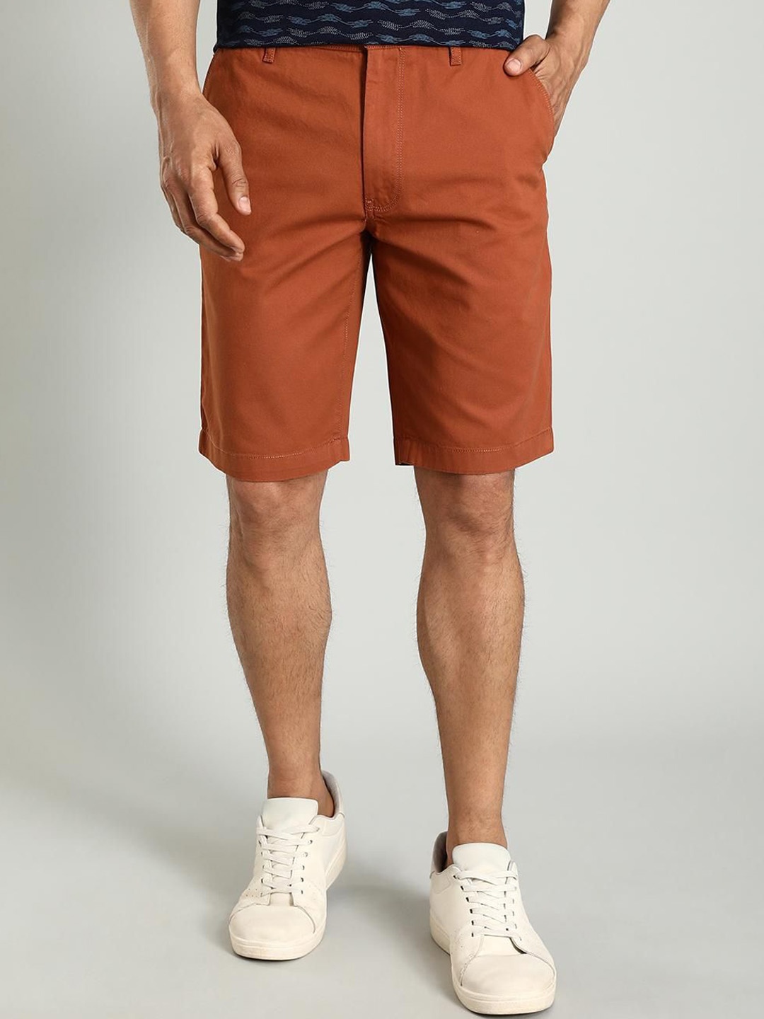 

Indian Terrain Men Slim Fit Mid-Rise Regular Cotton Shorts, Red