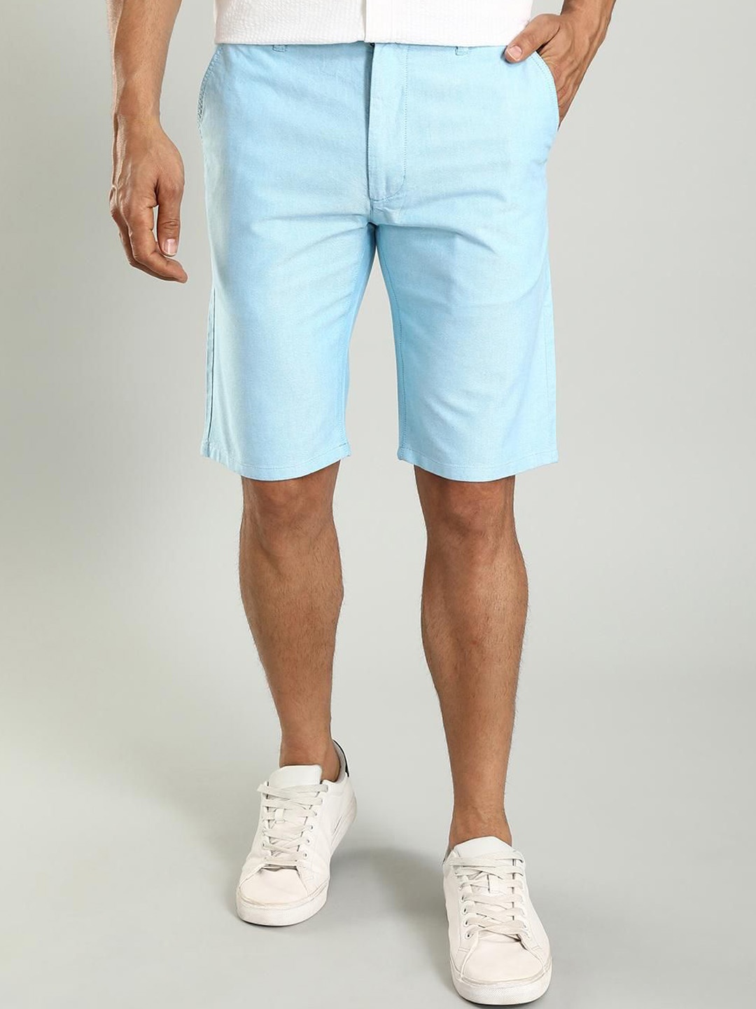 

Indian Terrain Men Slim Fit Mid-Rise Pure Cotton Chino Shorts, Blue