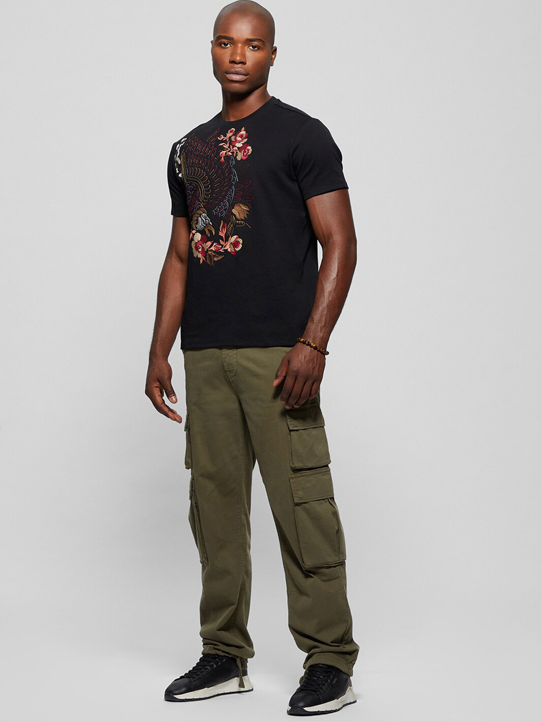 

GUESS Men Typography Printed Polo Collar T-shirt, Black