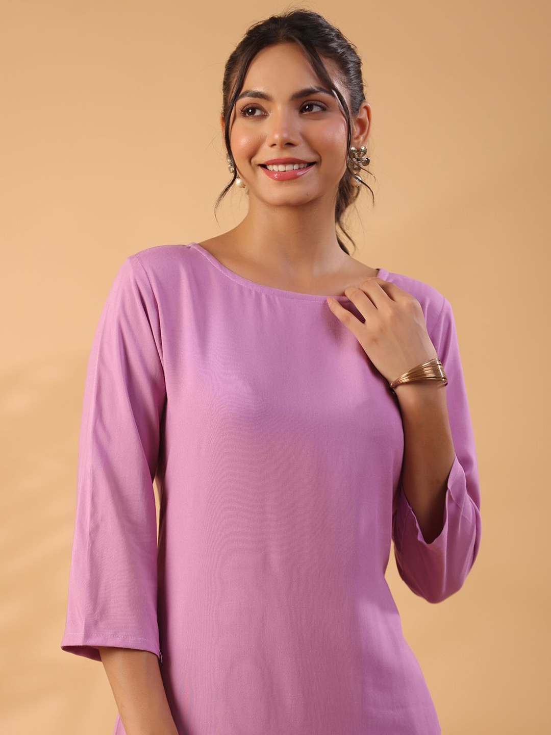 

KALINI Round Neck Regular Kurta with Trouser, Mauve