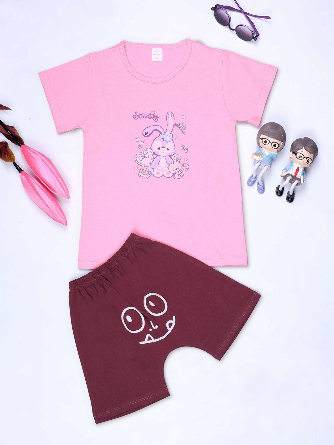 

HERE&NOW Boys Printed Pure Cotton Tshirt & Pyjama Set, Pink