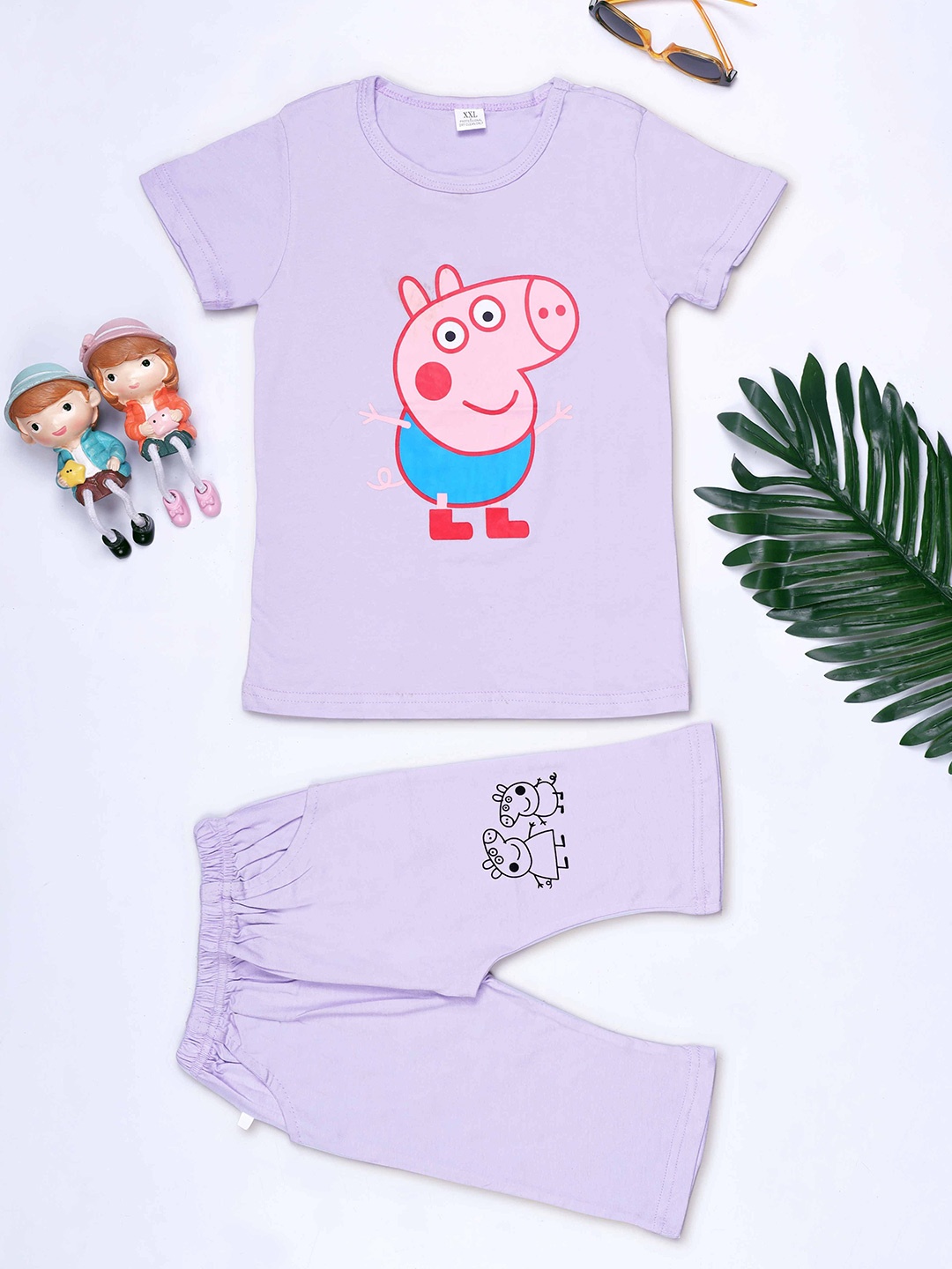 

HERE&NOW Boys Printed Pure Cotton Tshirt & Pyjama Set, Purple