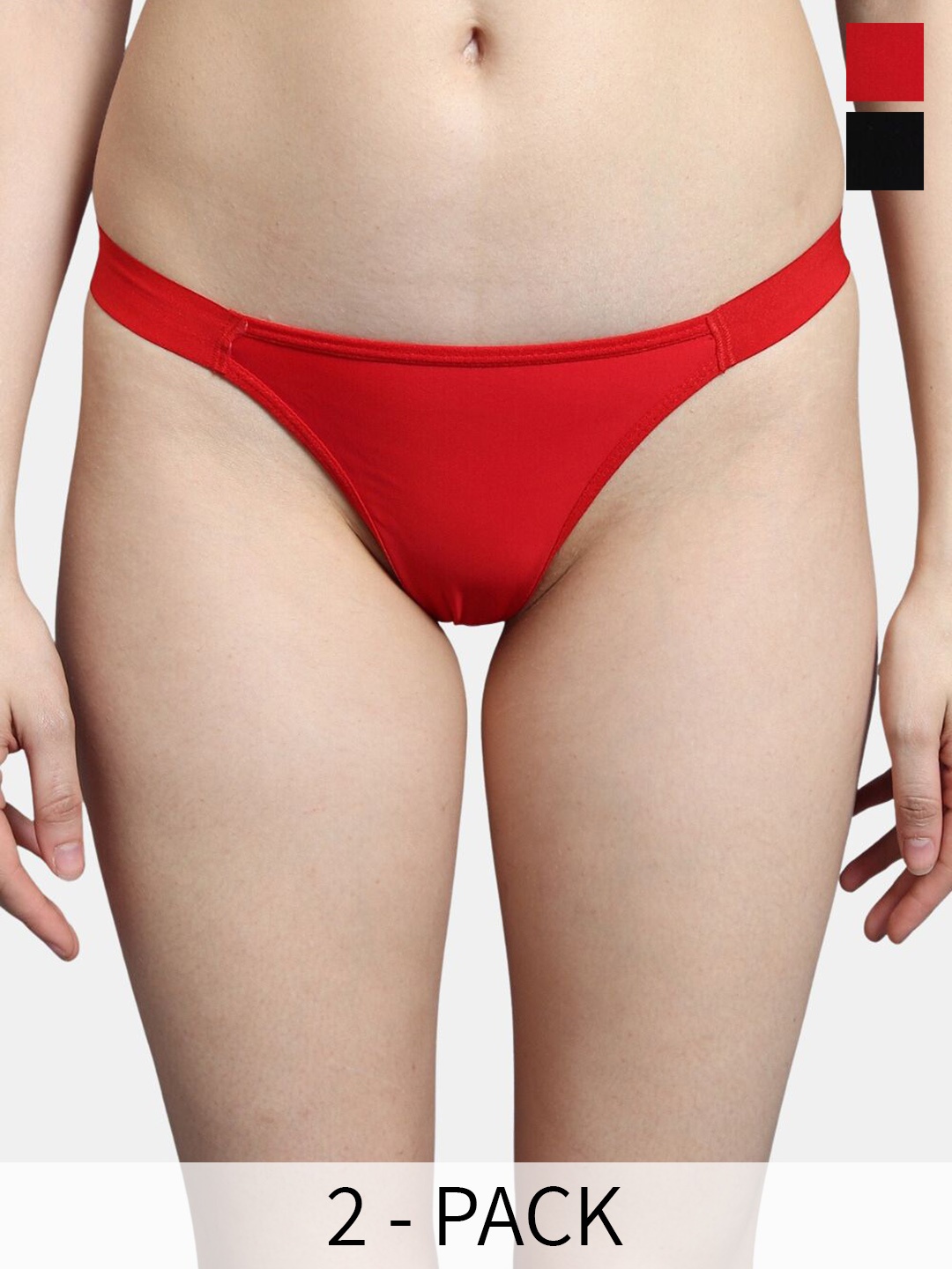

BLEEDING HEART Pack of 2 Low-Rise Thong Briefs, Black
