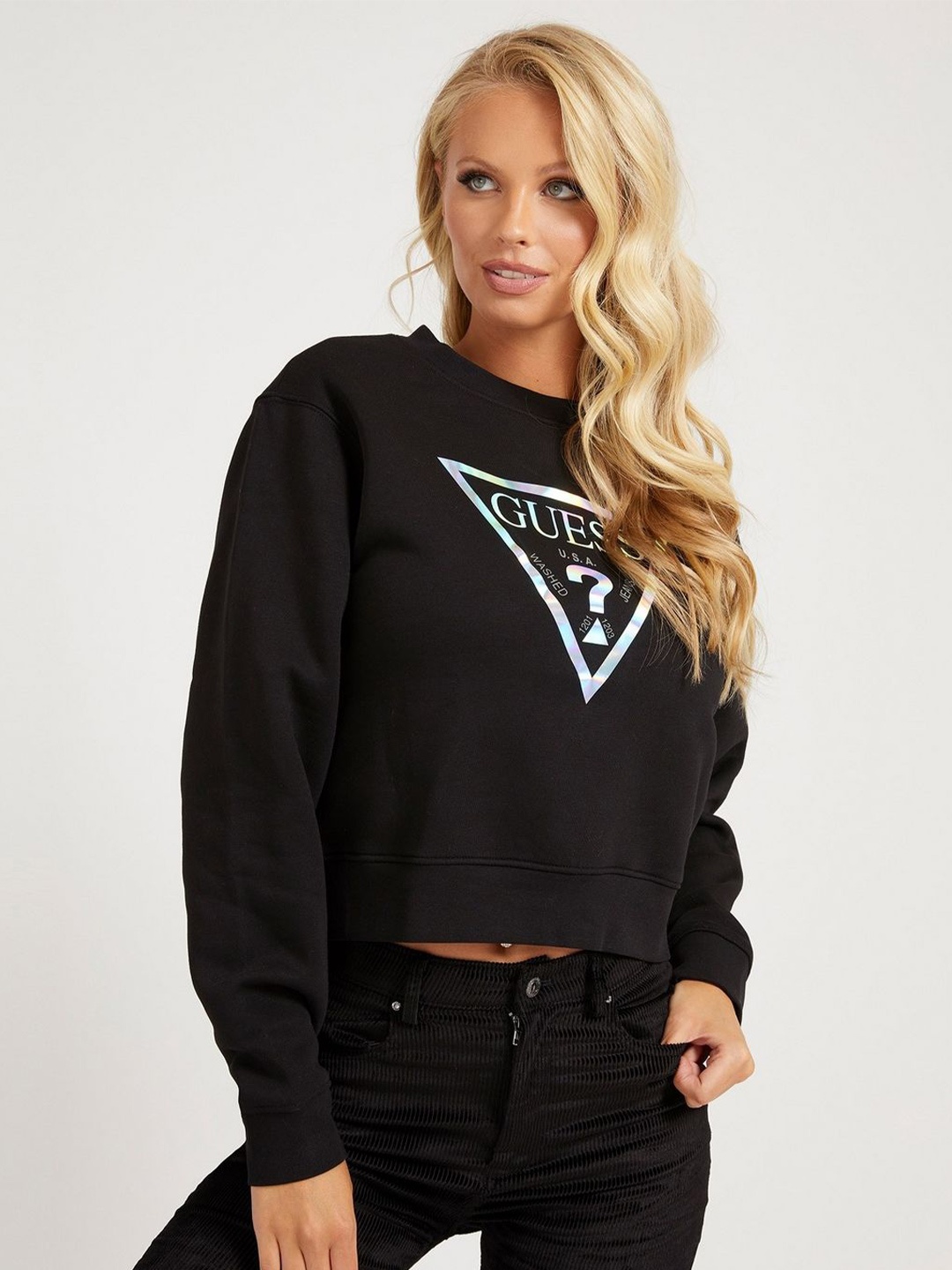 

GUESS Women Printed Sweatshirt, Black