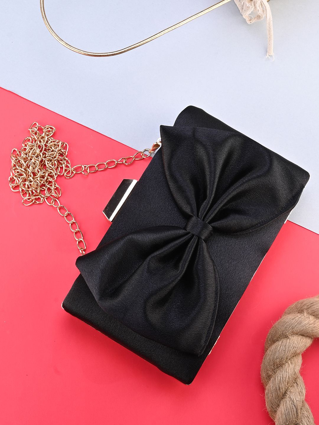 

DRASTR Embroidered Box Clutch, Black