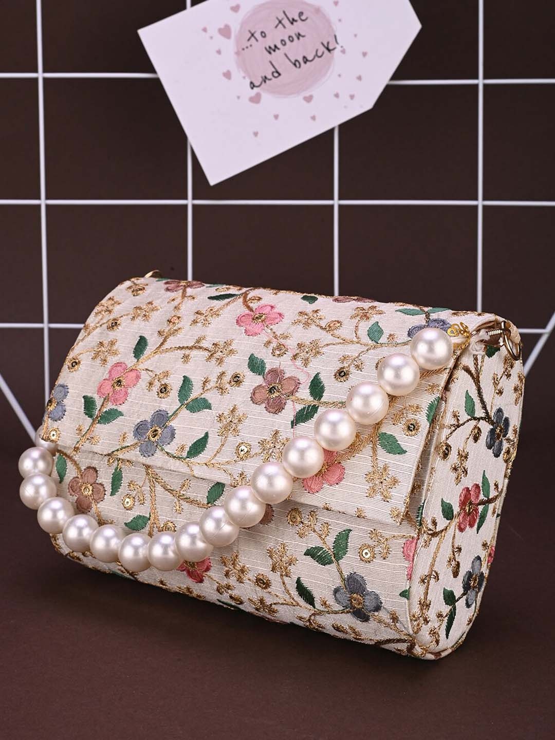 

DRASTR Embellished Purse Clutch, Off white