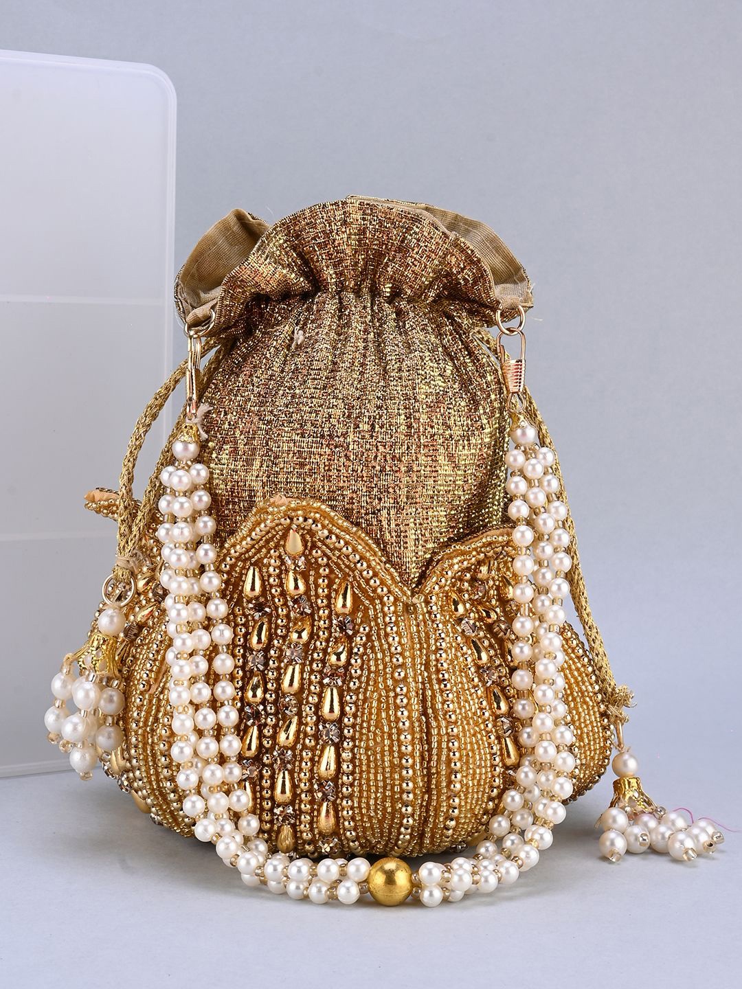 

DRASTR Embroidered Potli Clutch, Gold