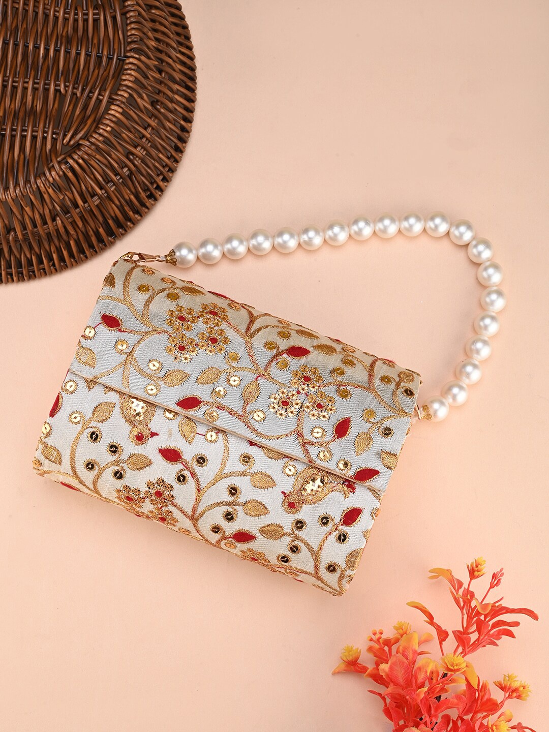 

DRASTR Embellished Purse Clutch, White