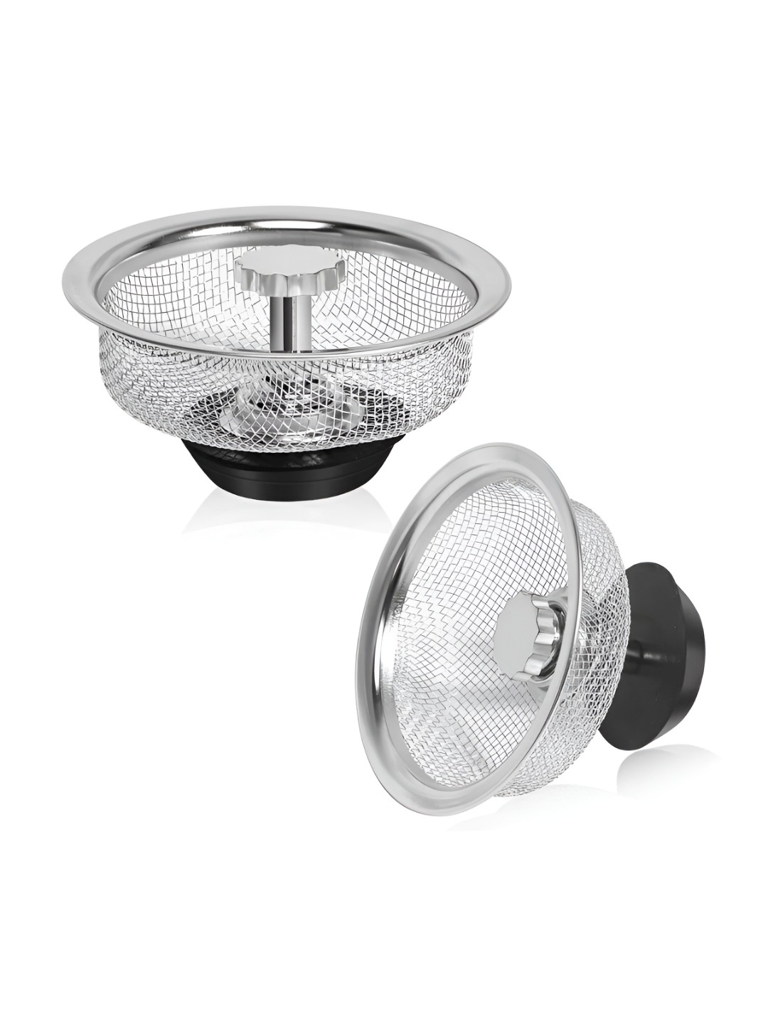 

P-Plus International Sliver Toned 2pcs Stainless Steel Sink Strainer, Silver