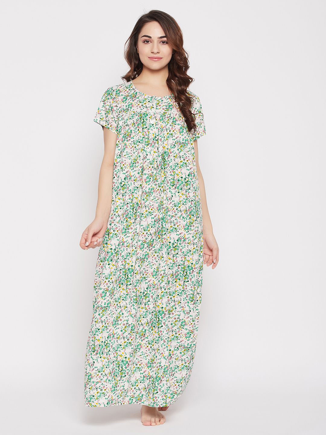 

Clovia Printed Maxi Nightdress, White