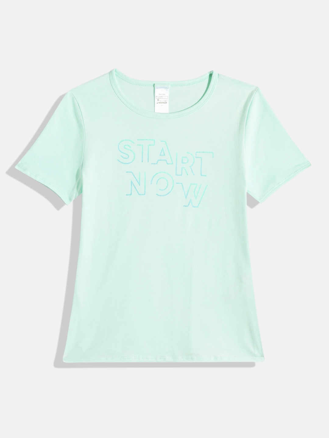 

Domyos By Decathlon Girls Printed Pure Cotton T-shirt, Green