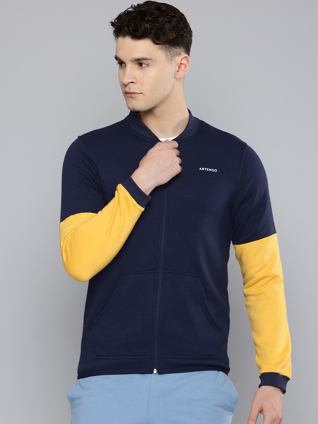 

Artengo By Decathlon Men Blue Yellow Winter Tennis Jacket, Navy blue