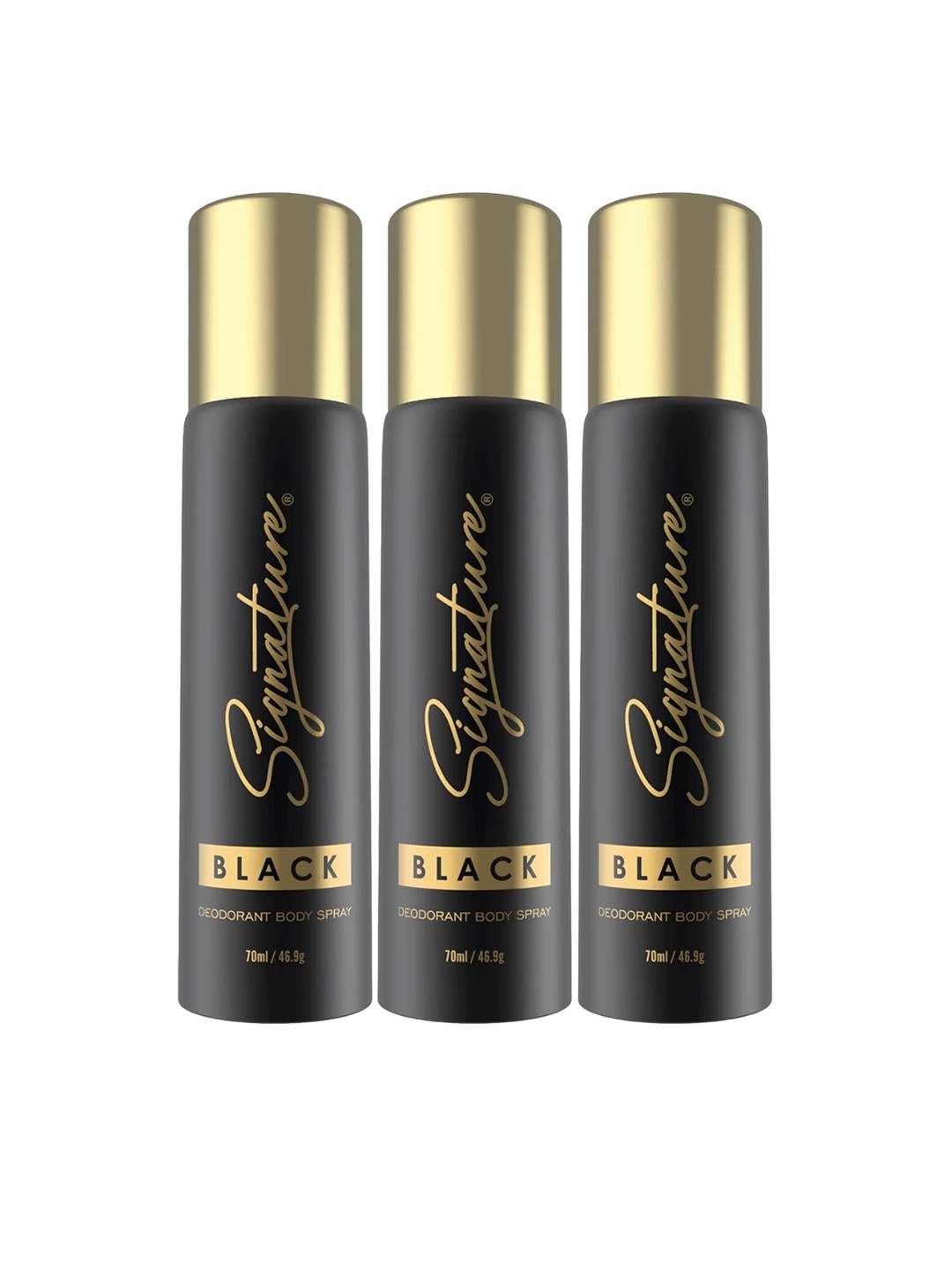 

Signature Men Set Of 3 Black Long Lasting Deodorant Body Spray - 46.9g Each