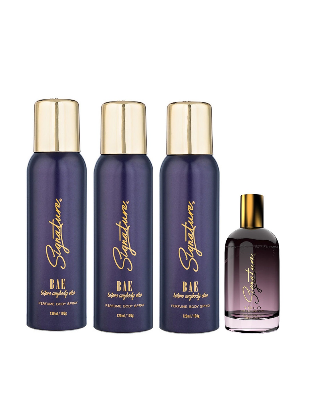 

Signature TBH Set Of 3 Long Lasting Deodorant Body Spray 200ml (134g) Each & EDP 30ml, Multi