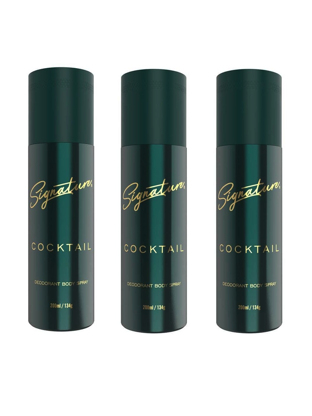

Signature Cocktail Set Of 3 Long Lasting Deodorant Body Spray - 200ml (134g) Each, Green