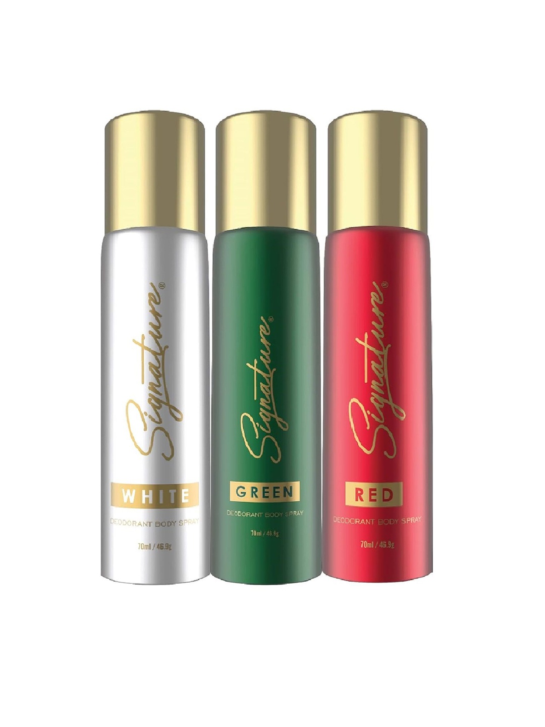 

Signature White, Green & Red Set Of 3 Long Lasting Deodorant Body Spray -70ml (46.9g) Each, Multi