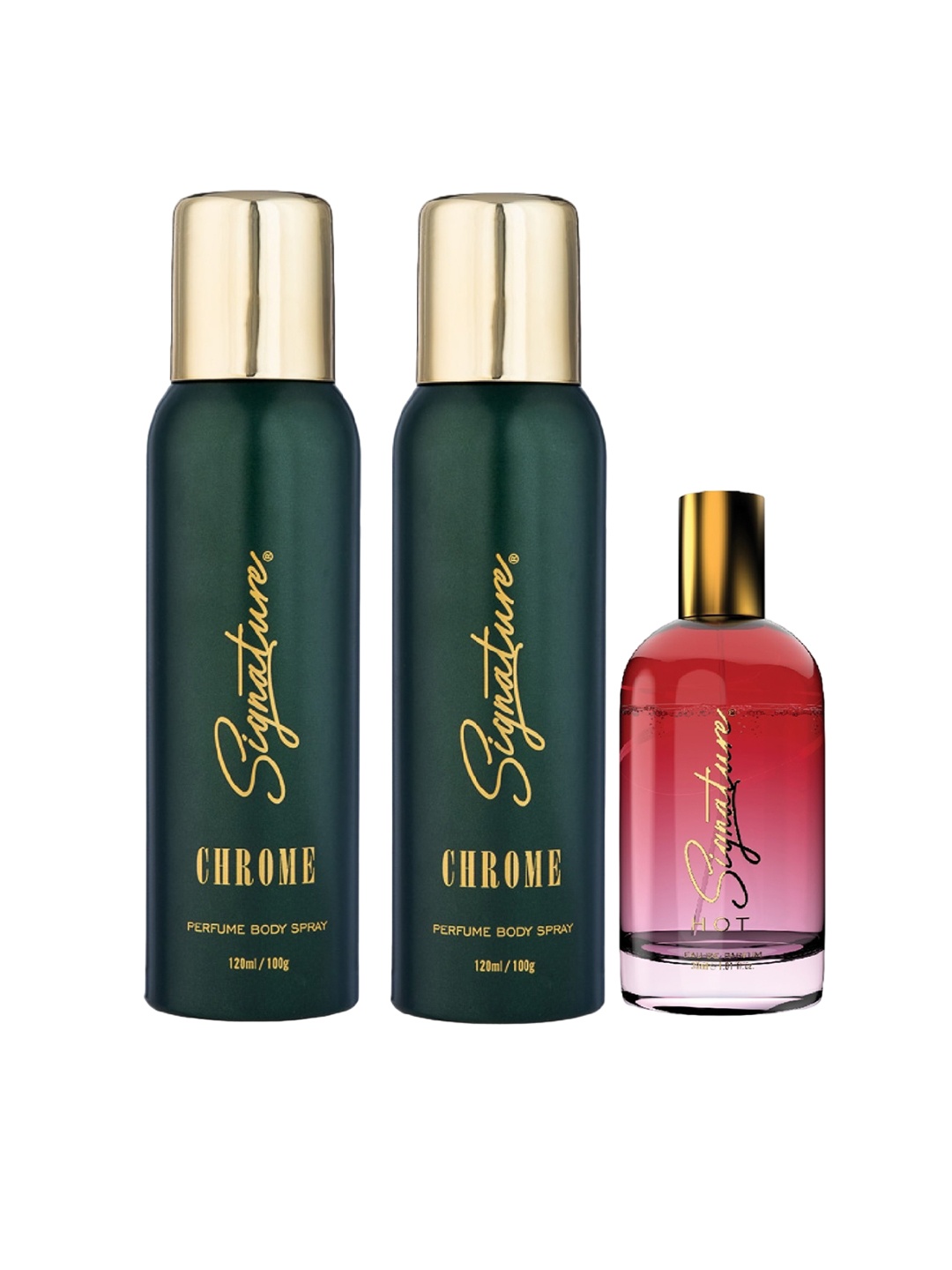 

Signature Chrome Set Of 2 Long Lasting Deodorant Body Spray 200ml (134g) Each & EDP 30ml, Green