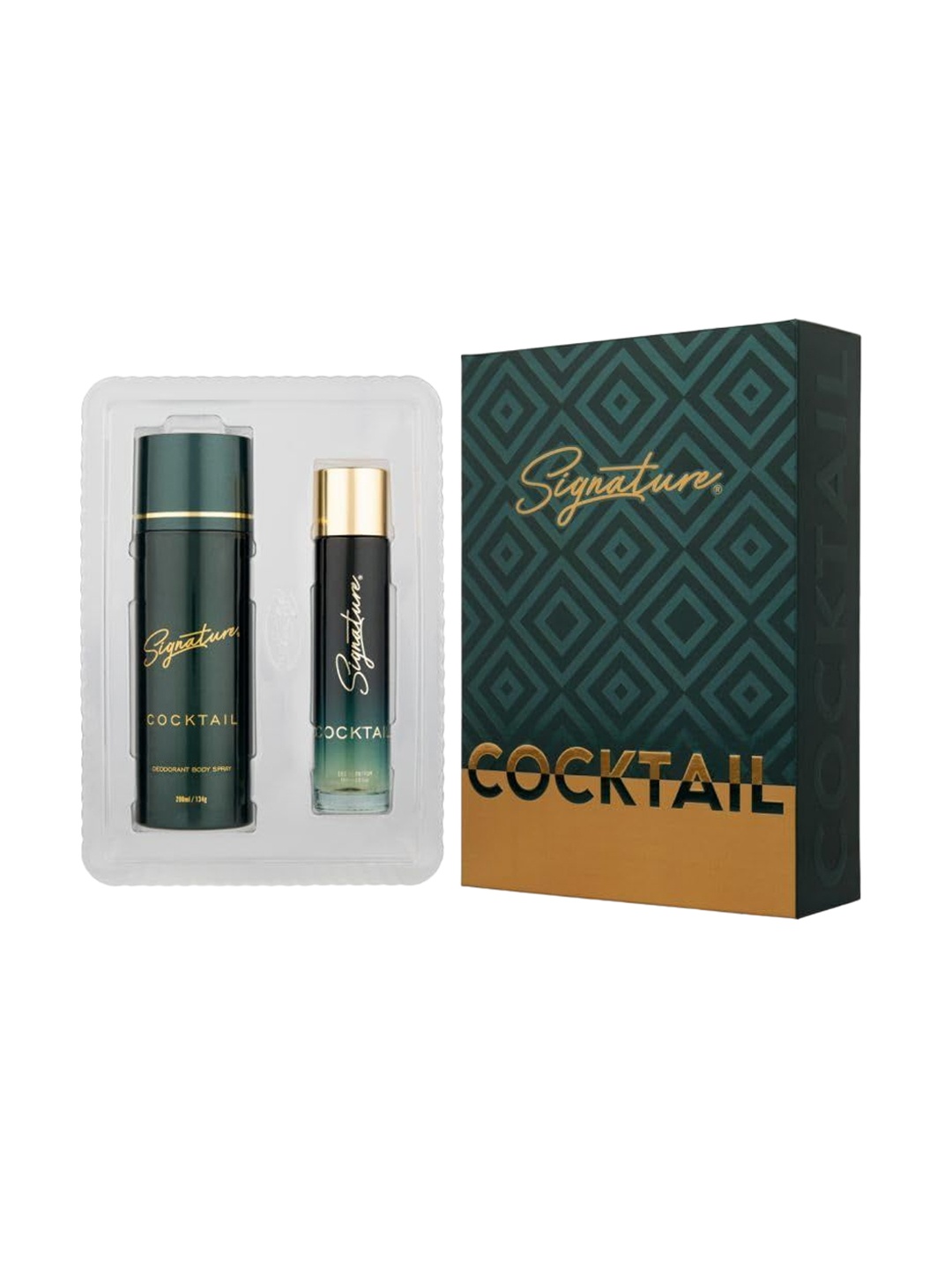 

Signature Cocktail Long Lasting Deodorant Body Spray 200ml (134g) & EDP 60ml, Green