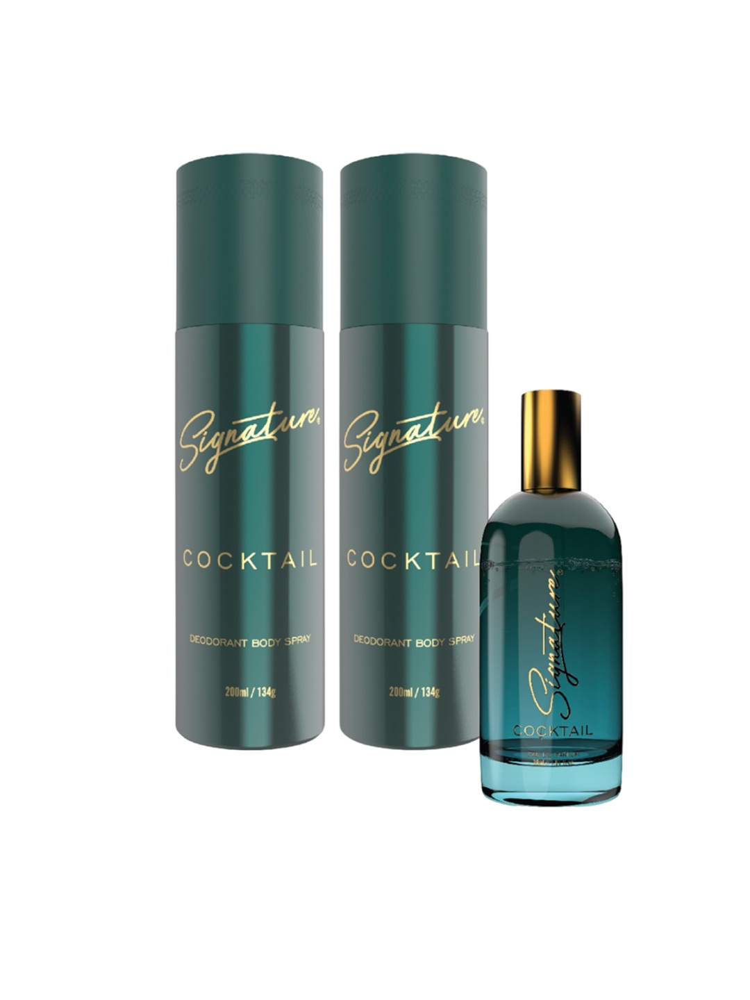 

Signature Cocktail Set Of 2 Long Lasting Deodorant Body Spray 200ml (134g) Each & EDP 30ml, Green