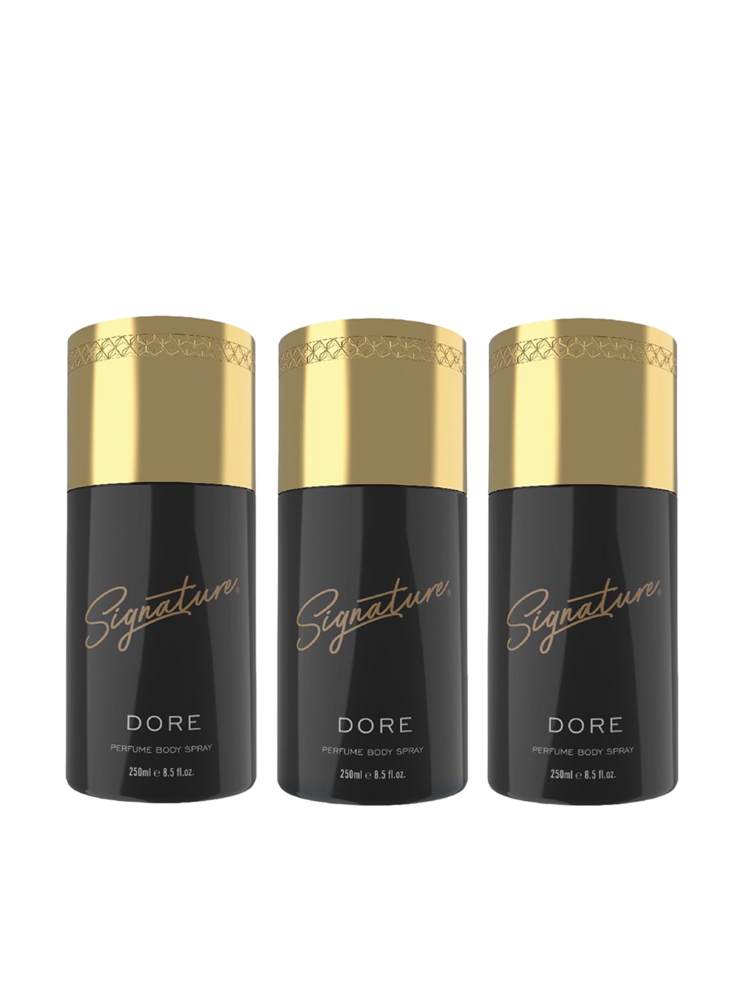 

Signature Dore Set Of 3 Long Lasting Perfume Body Spray - 250ml Each, Black