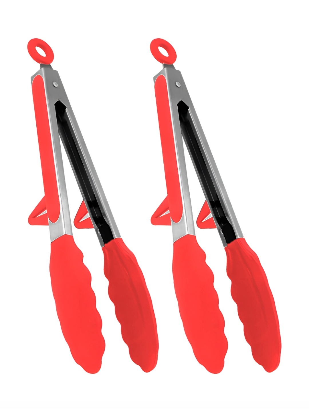 

P-Plus International Red 2 Pieces Silicone Stainless Steel Tongs