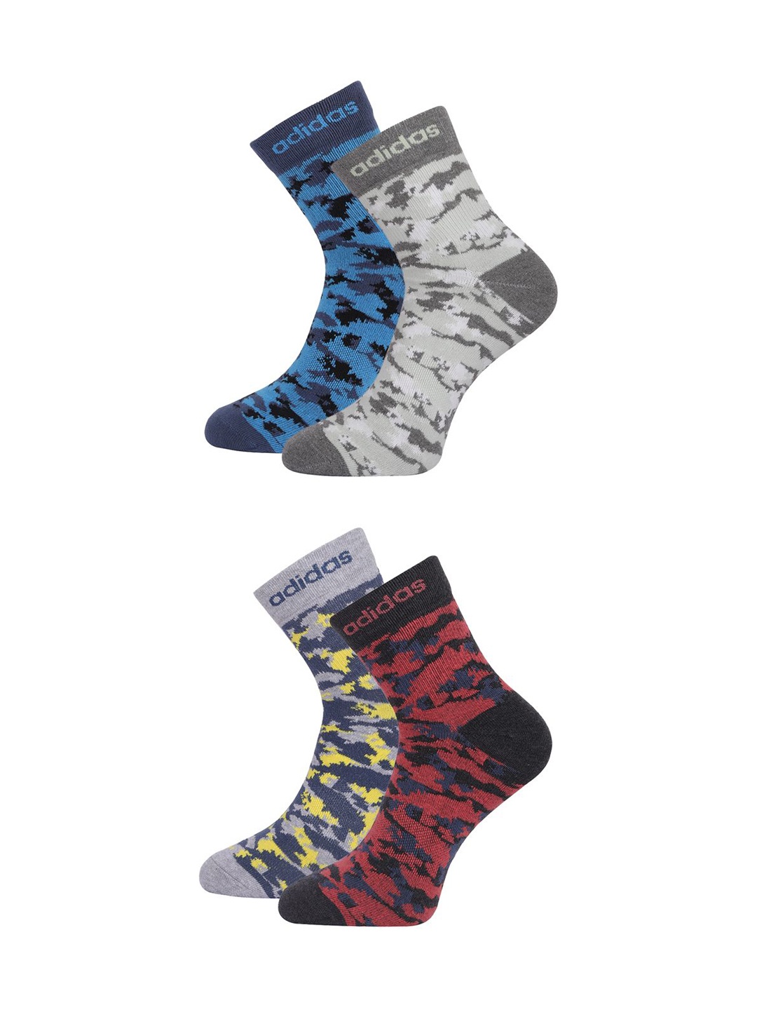 

ADIDAS Men Pack Of 4 Printed Ankle-Length Socks, Grey