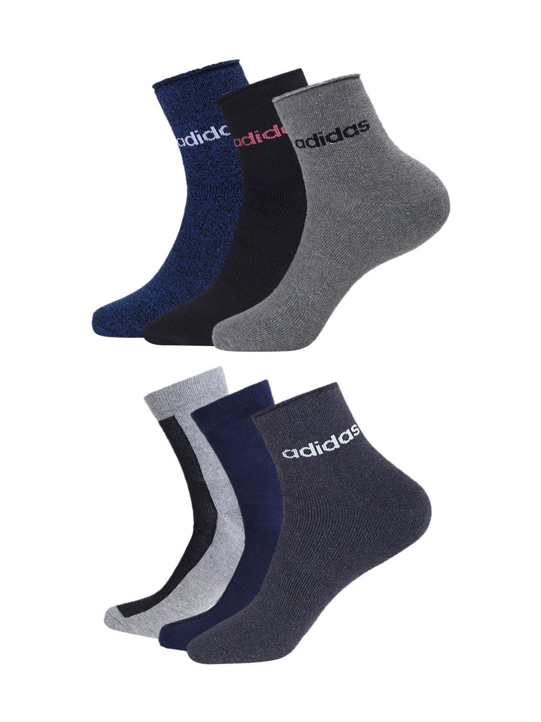 

ADIDAS Men Pack Of 6 Ankle-Length Socks, Black