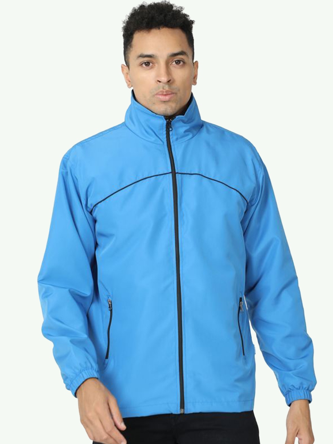 

Plutus Mock Collar Windcheater Sporty Jacket, Blue