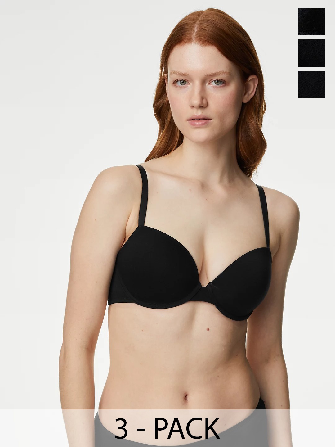 

Marks & Spencer Pack of 3 Full Coverage Lightly Padded T-Shirt Bras With All Day Comfort, Black