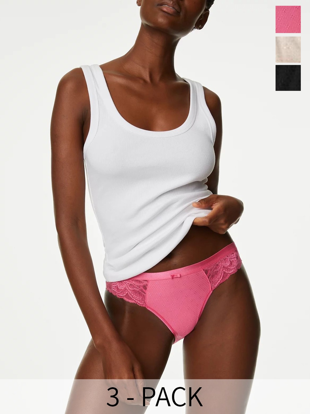 

Marks & Spencer Blooms Pack Of 3 Lace Bikini Briefs, Black