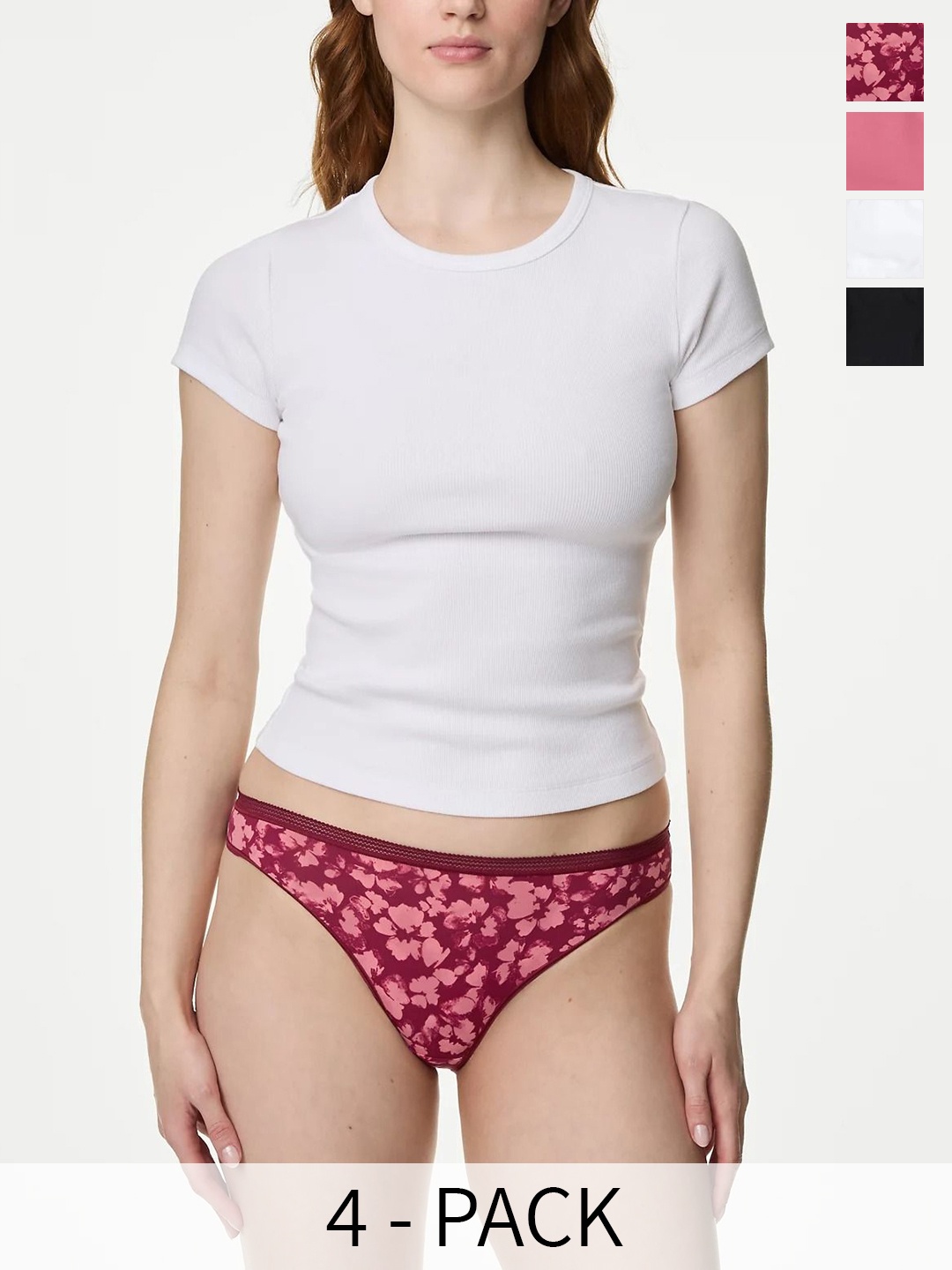 

Marks & Spencer Pack Of 4 Printed Low-Rise Bikini Briefs, White