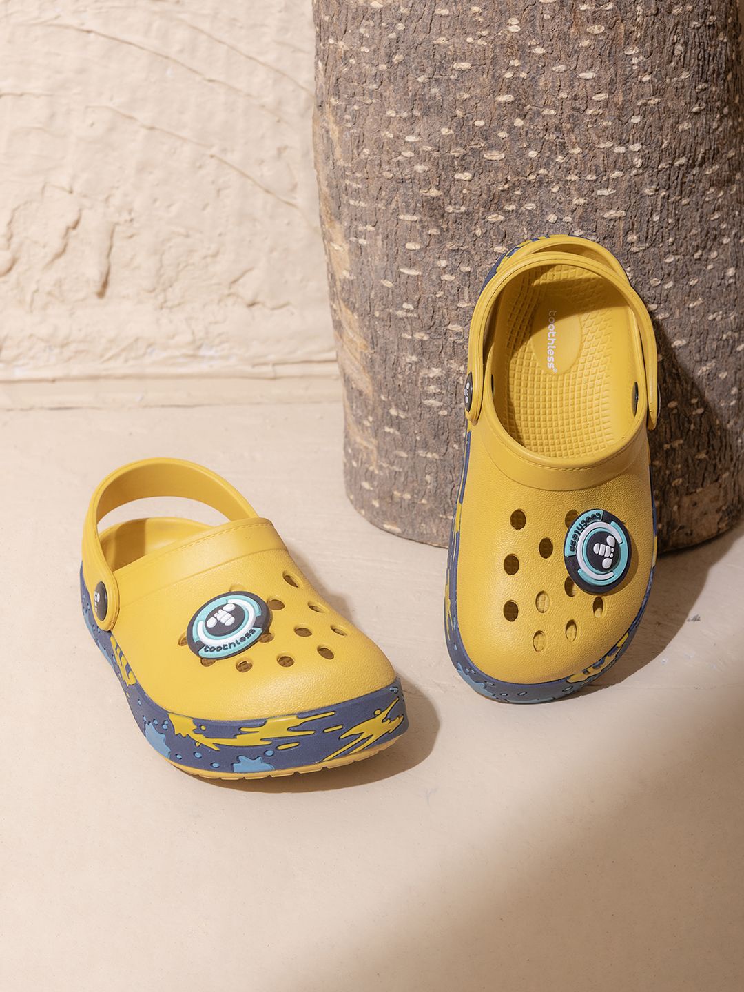 

toothless Boys Self Design Rubber Clogs, Mustard