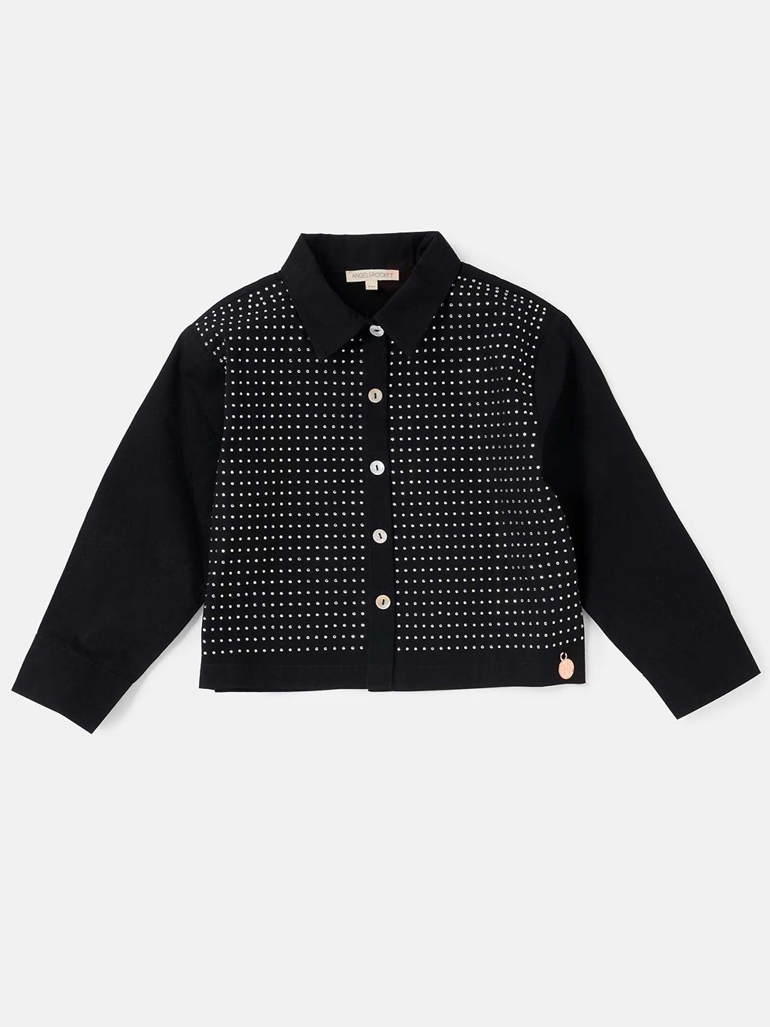 

Angel & Rocket Geometric Print Cotton Shirt Style Top, Black