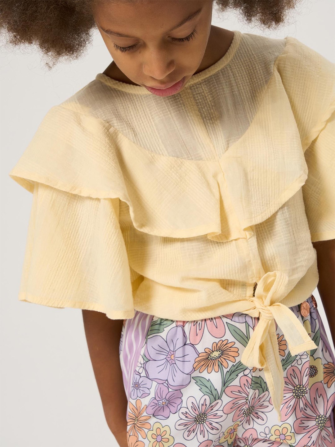 

Angel & Rocket Self Design Round Neck Cape Top, Yellow