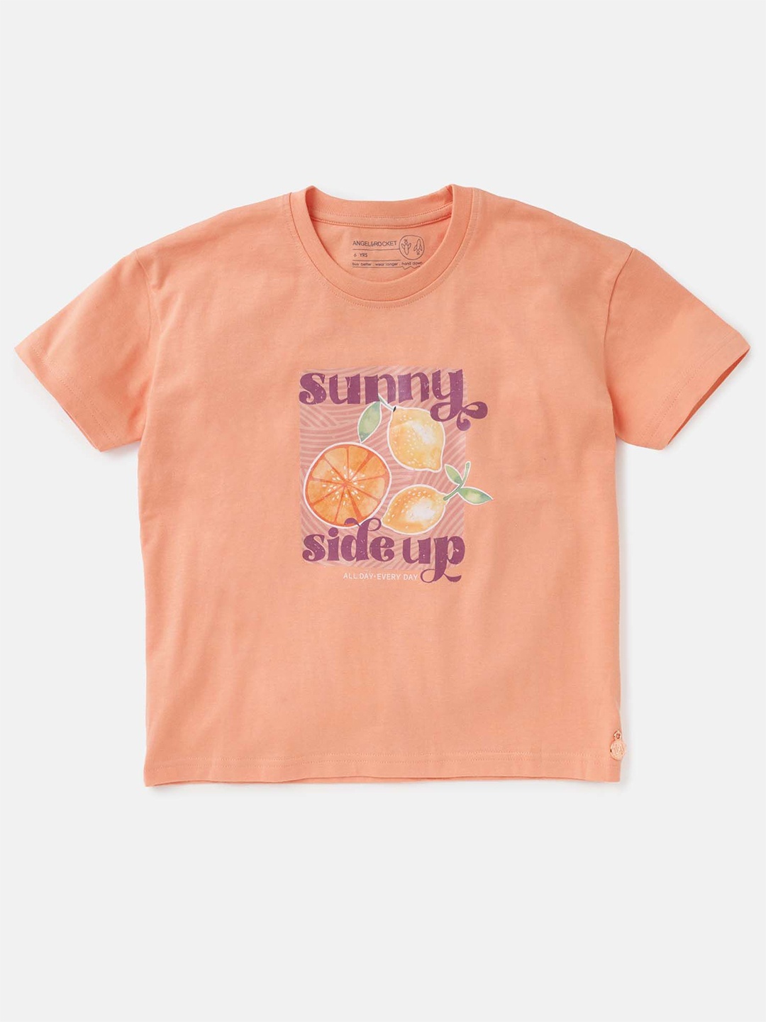 

Angel & Rocket Print Cotton Top, Orange