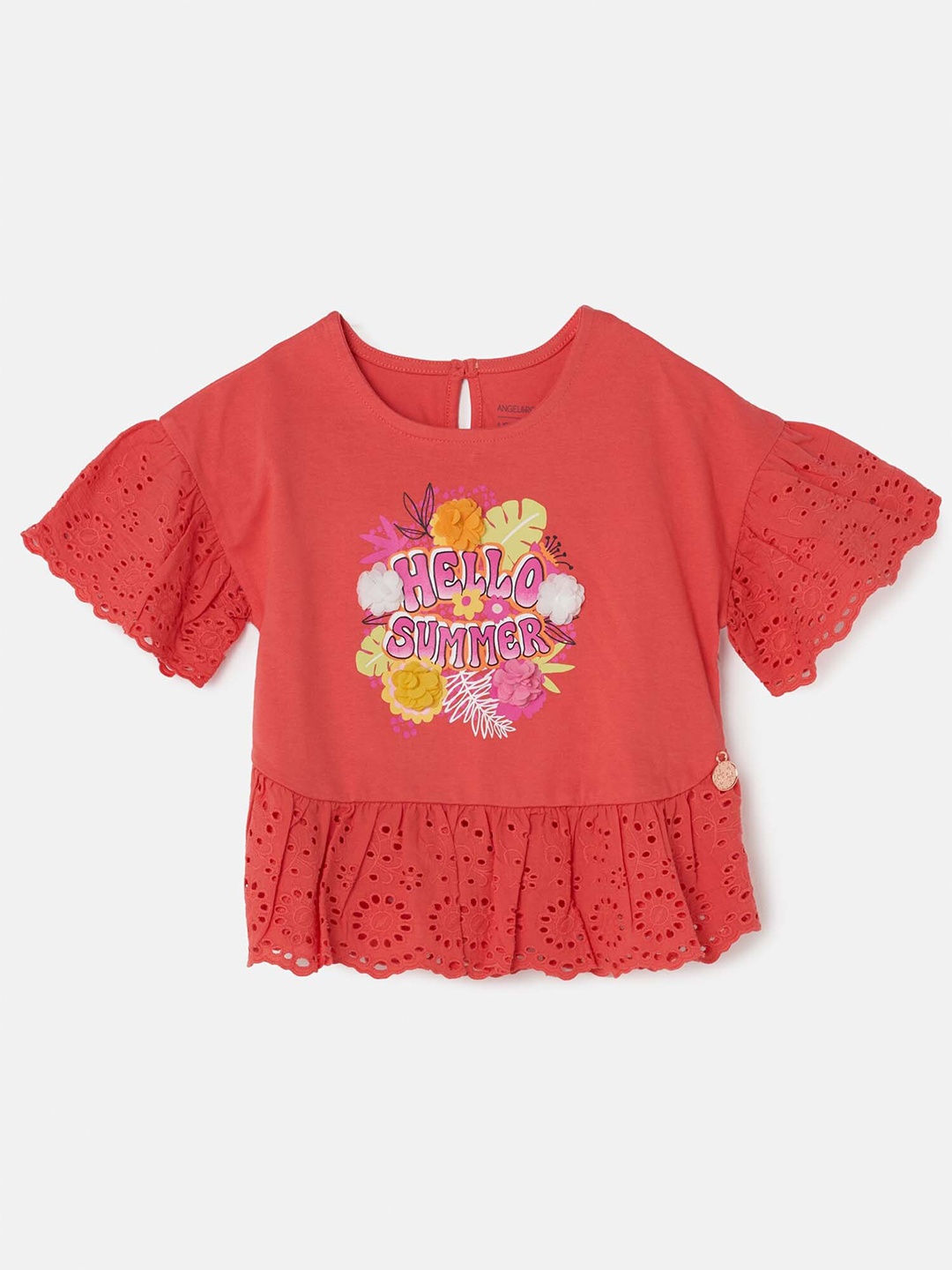 

Angel & Rocket Floral Print Cotton Top, Coral