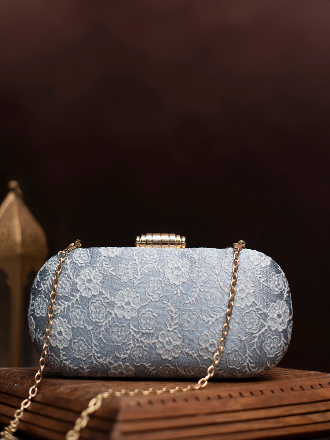 

ARTKLIM Embroidered Box Clutch, Grey