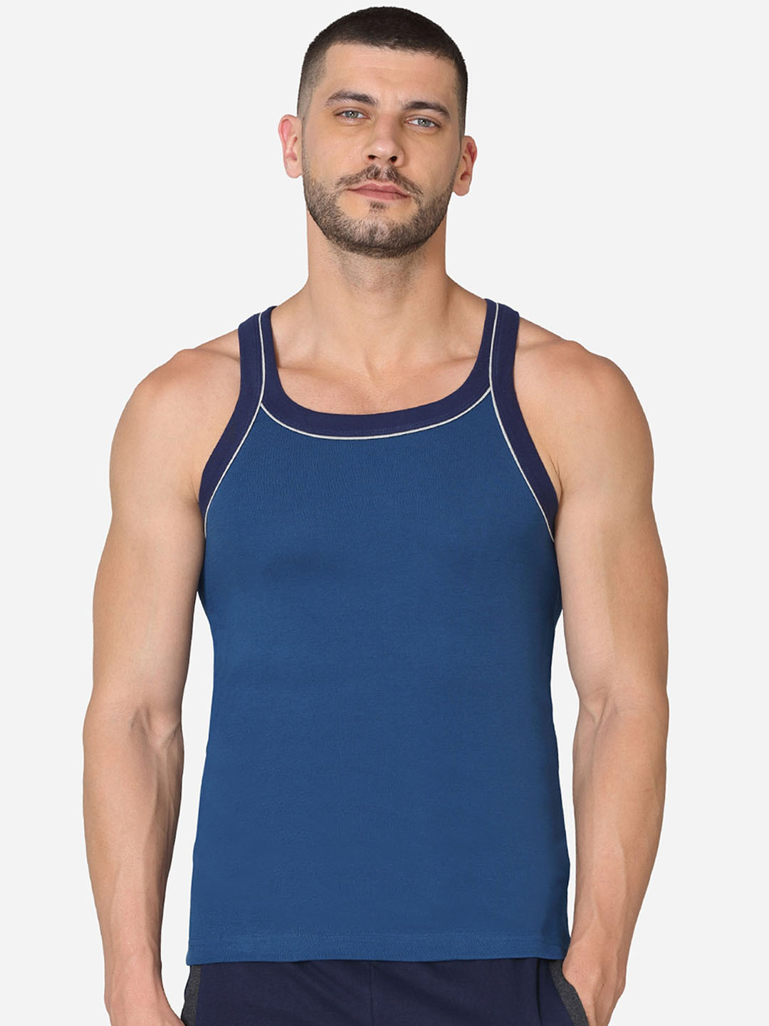 

VStar Square Neck Pure Cotton Basic Innervest, Blue