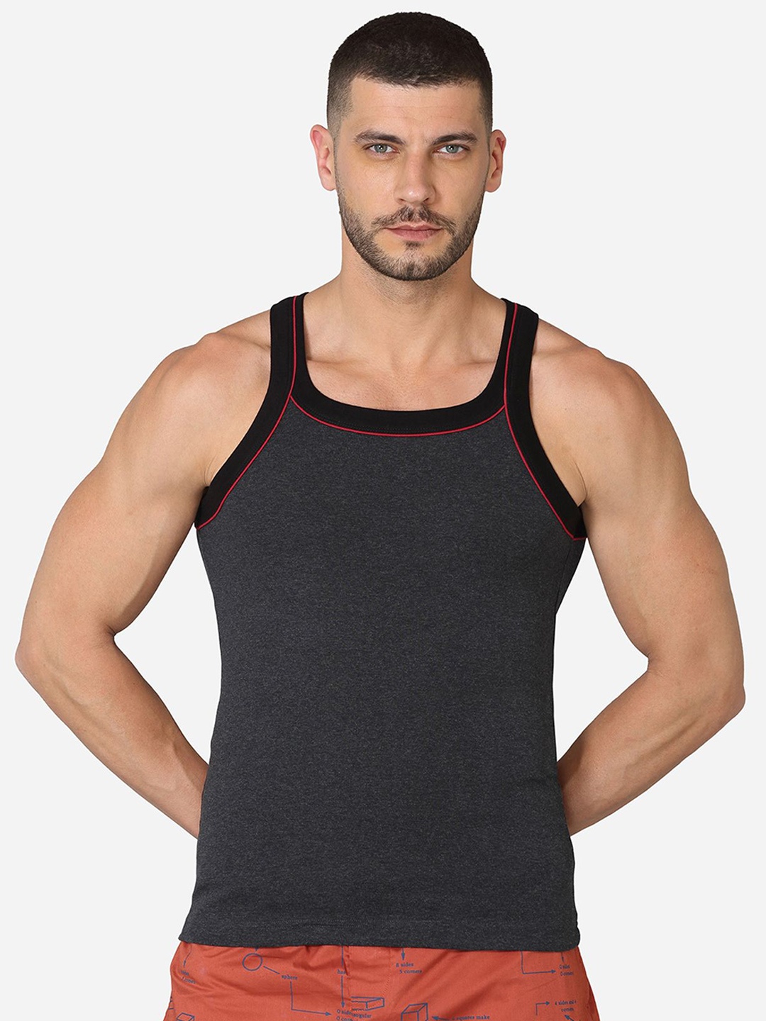 

VStar Square Neck Pure Cotton Innerwear Vest, Charcoal