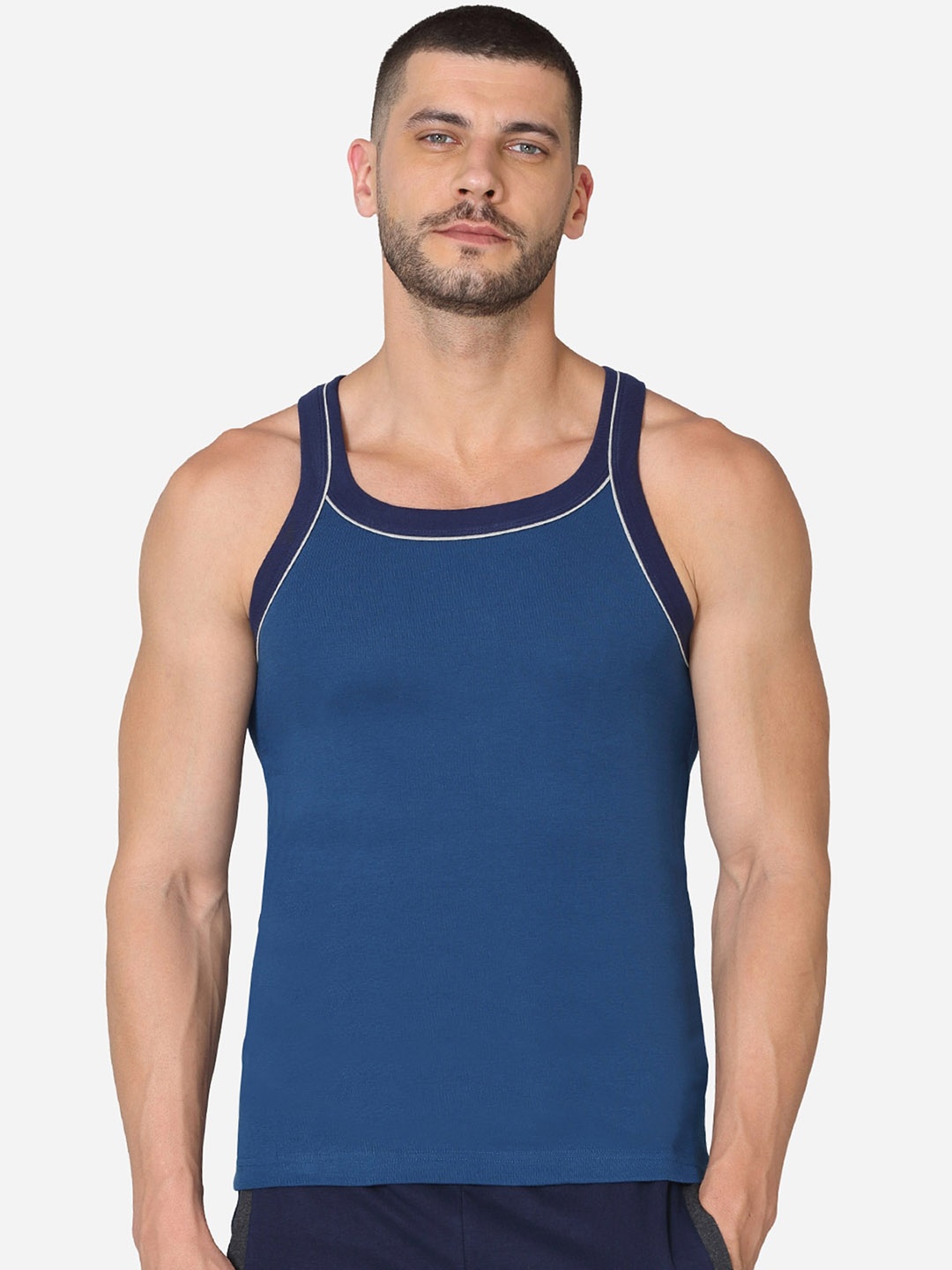 

VStar Square Neck Pure Cotton Basic Innervest, Blue