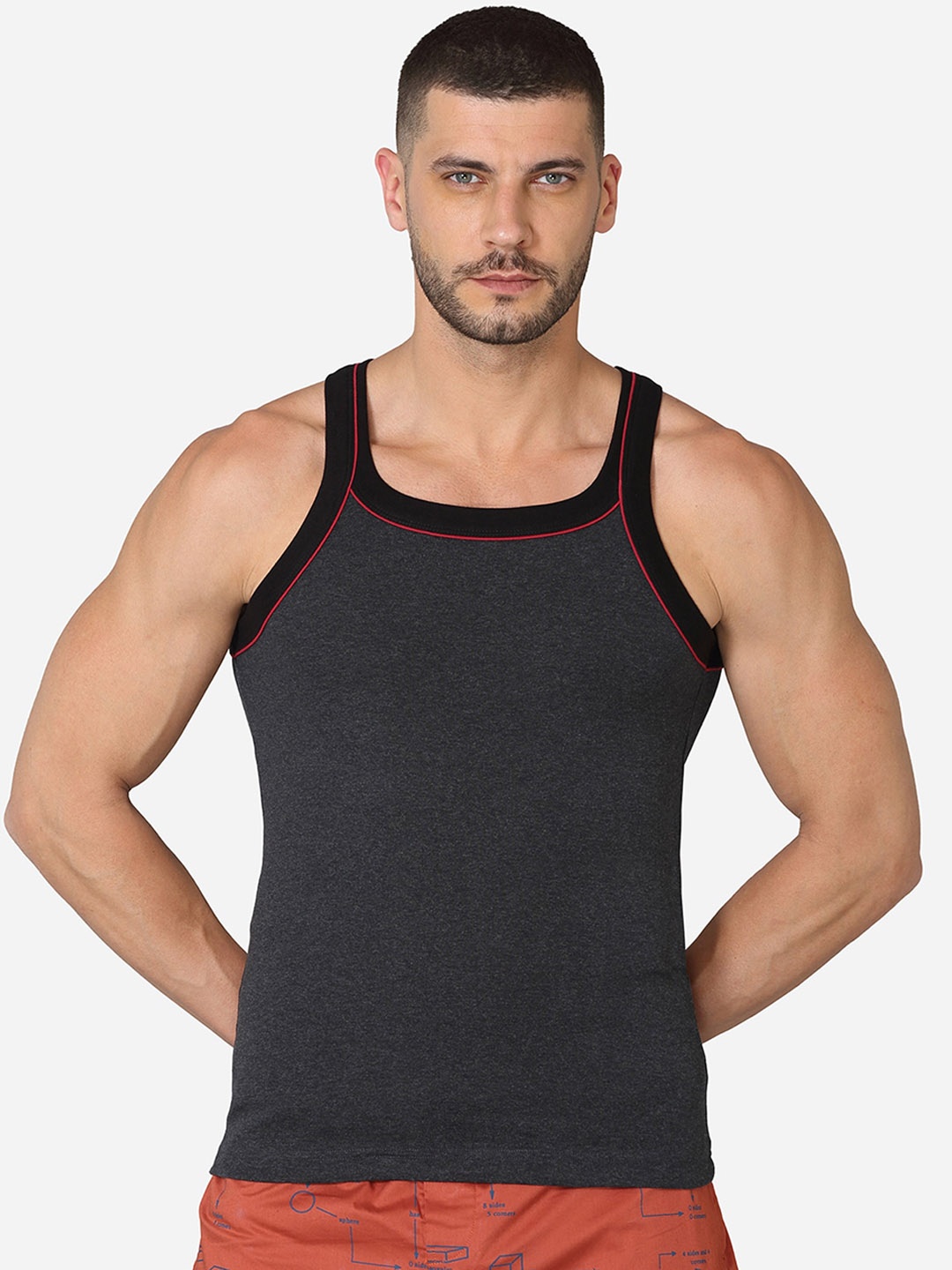 

VStar Square Neck Pure Cotton Innerwear Vest, Charcoal